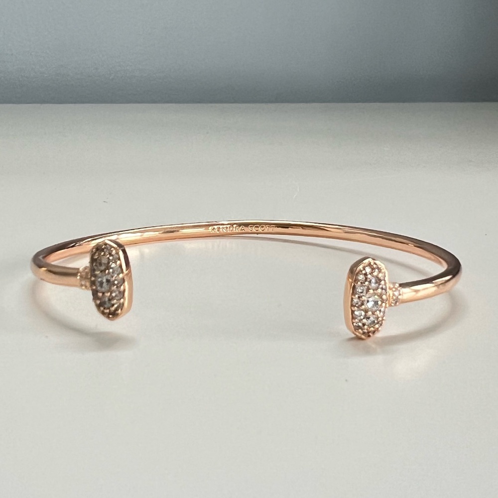 Kendra Scott Grayson Rose Gold Cuff Bracelet in White Crystal